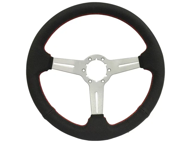 Leather Steering 14 inch 2.5 inch black