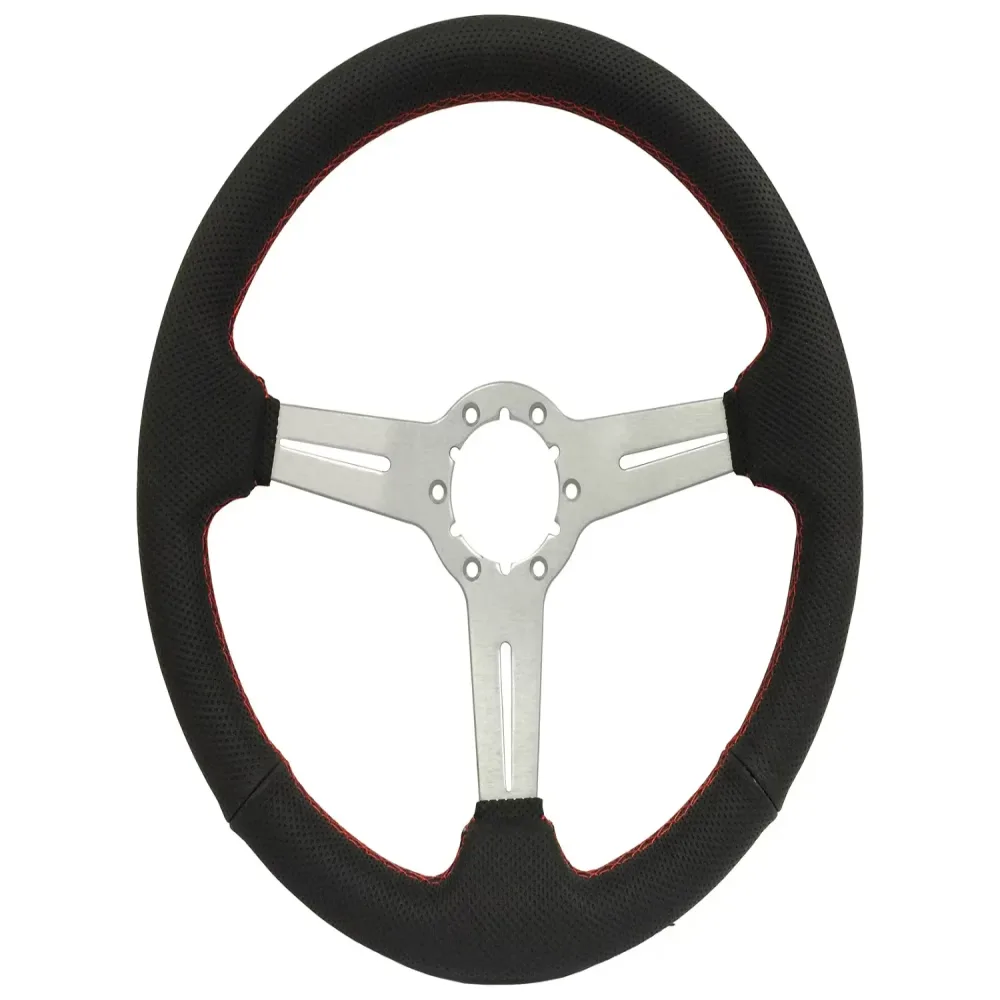 Leather Steering 14 inch 2.5 inch black