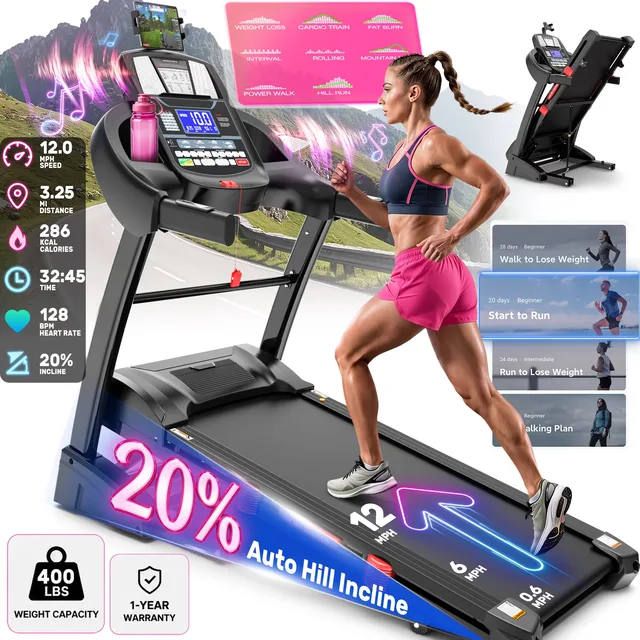 Foldable Treadmill 5.15hp 400 lb