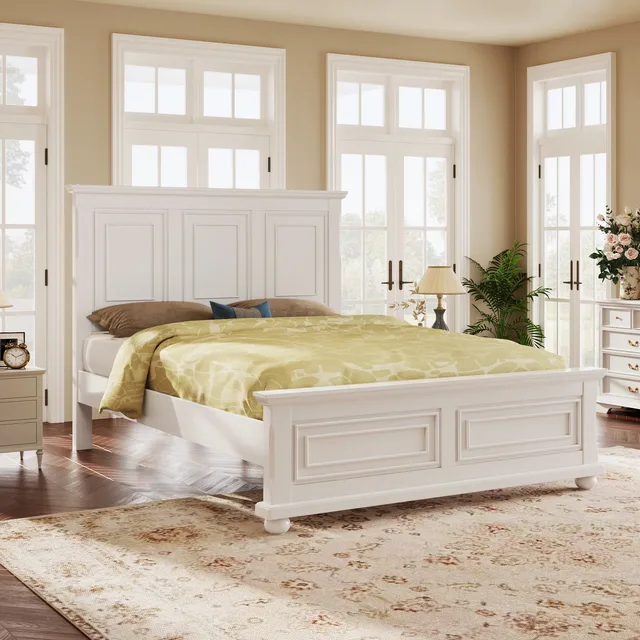 Platform Bed brown white