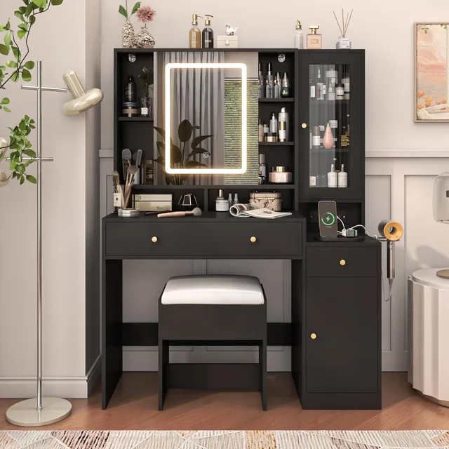 Vanity Desk white black 15.7"