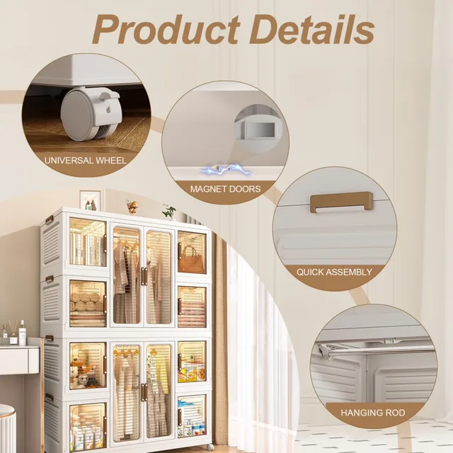 Storage Cabinet portable white 44.09 inches