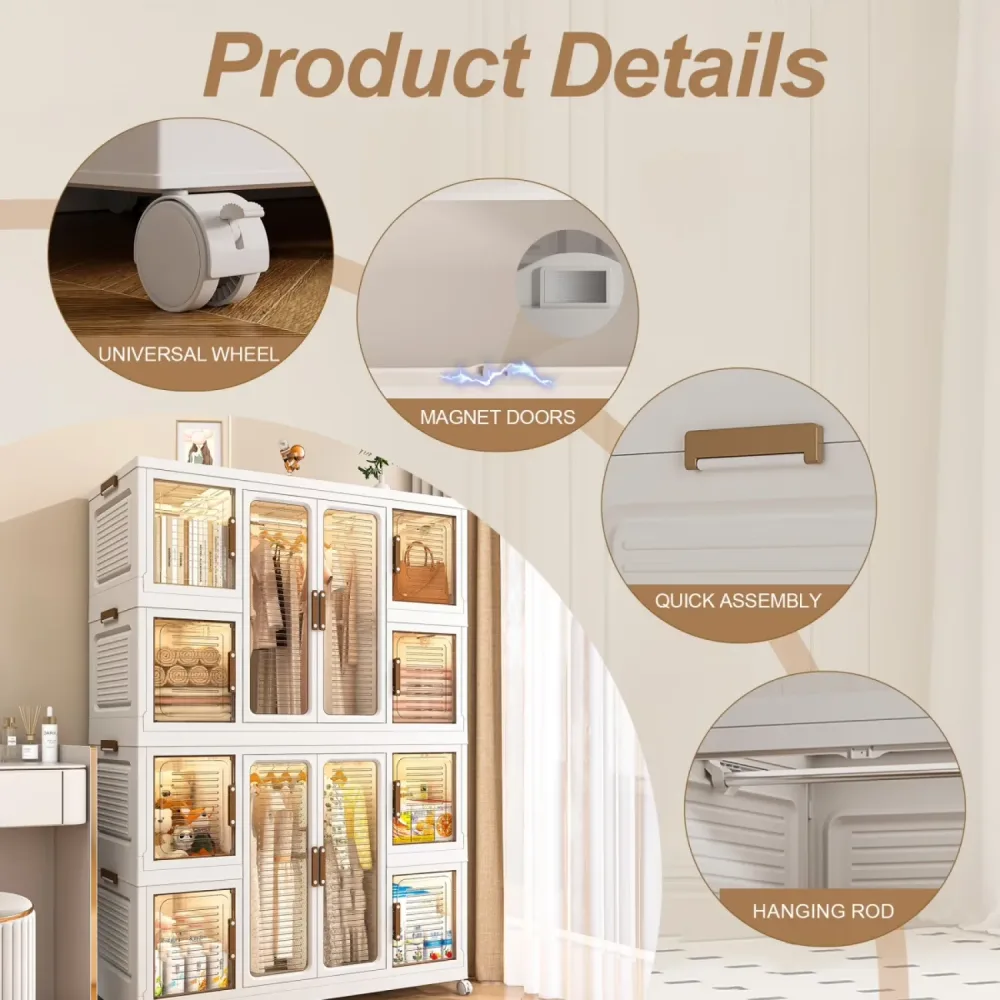 Storage Cabinet portable white 44.09 inches