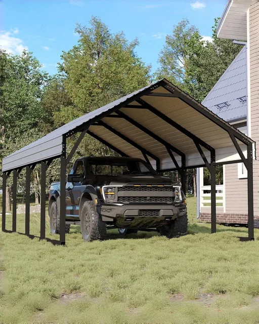 Metal Carport black 20 ft 12 ft