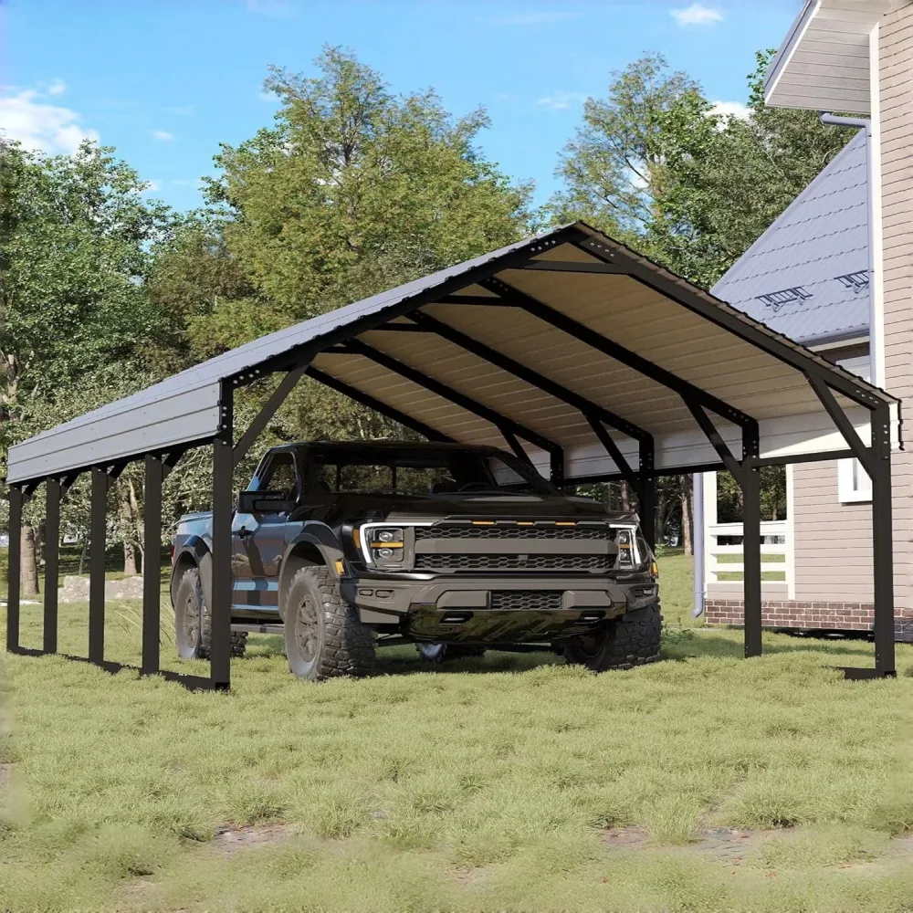 Metal Carport black 20 ft 12 ft