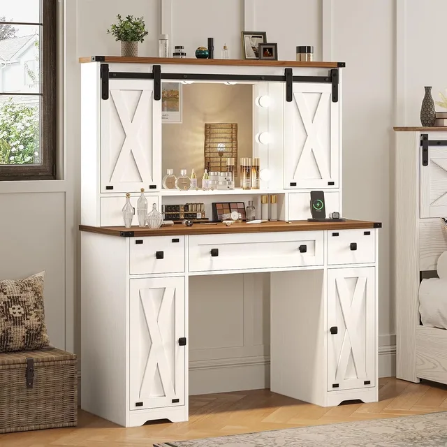 Vanity Desk white 43.3" 15.8"