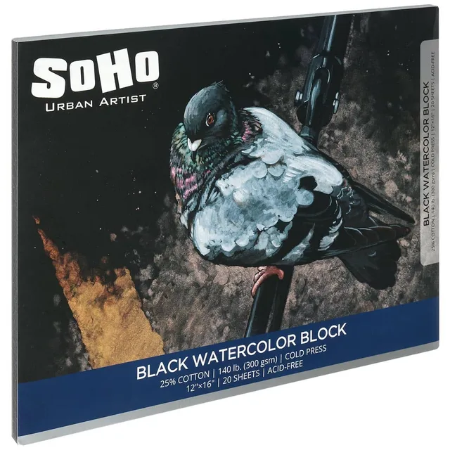 Watercolor Paper black 140 lb white