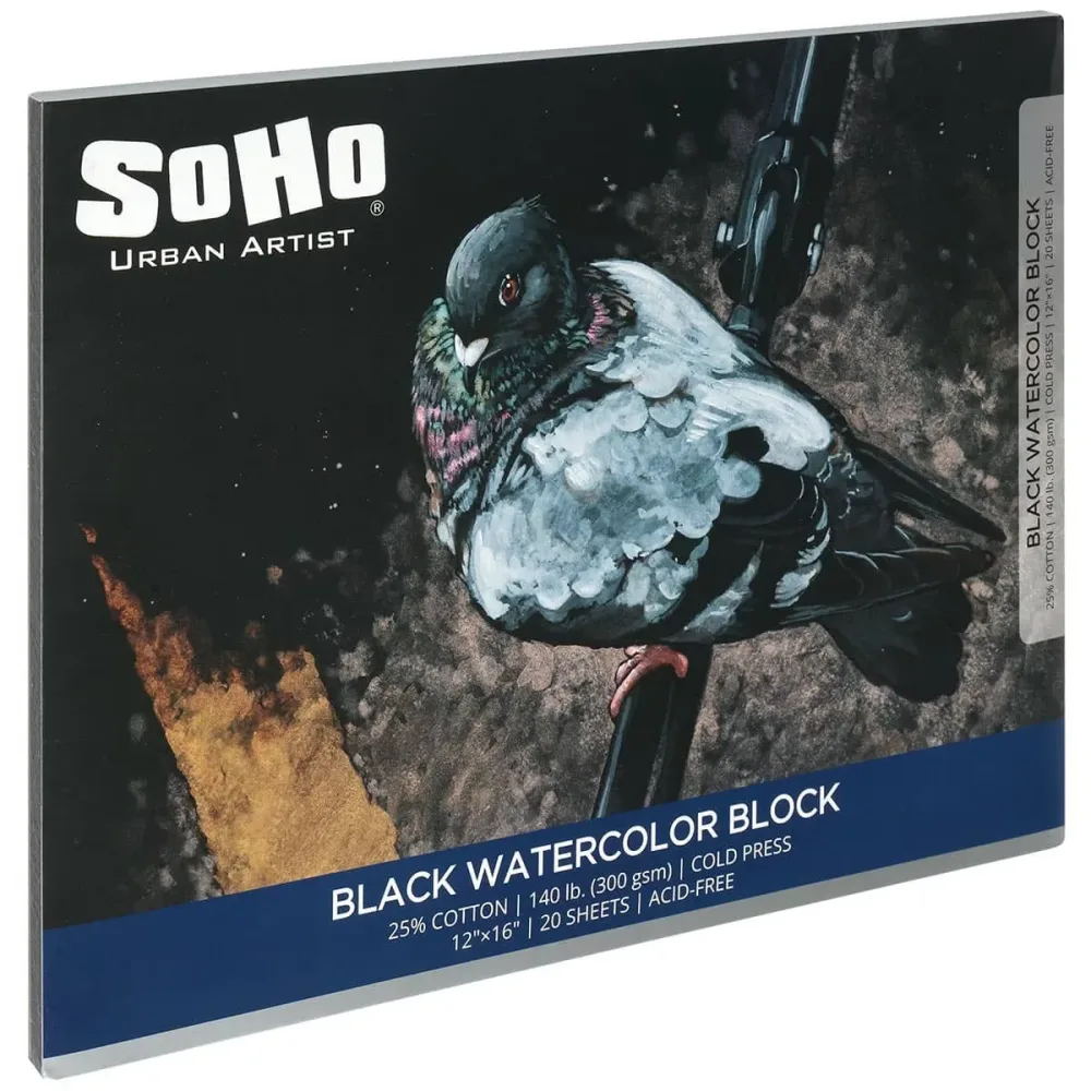 Watercolor Paper black 140 lb white