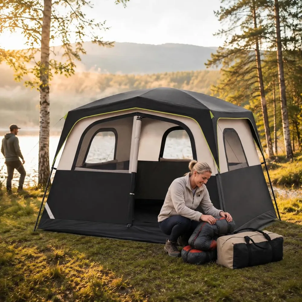 Camping Tent black portable foldable