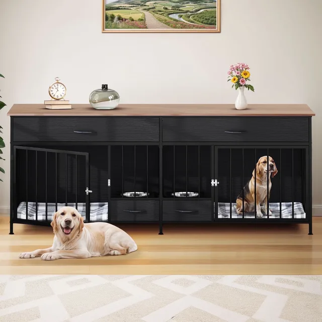 Dog Crate 74" heavy-duty black