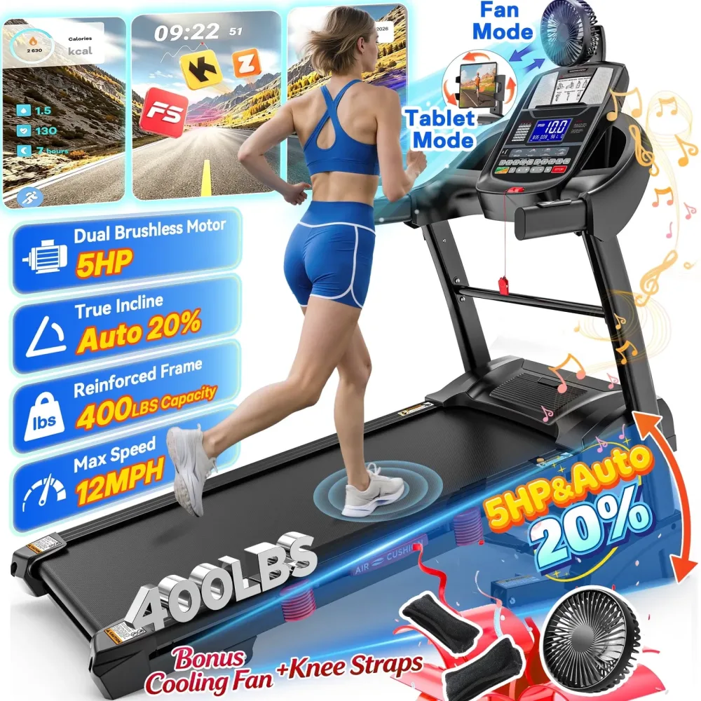 Treadmill 5hp 400lbs foldable