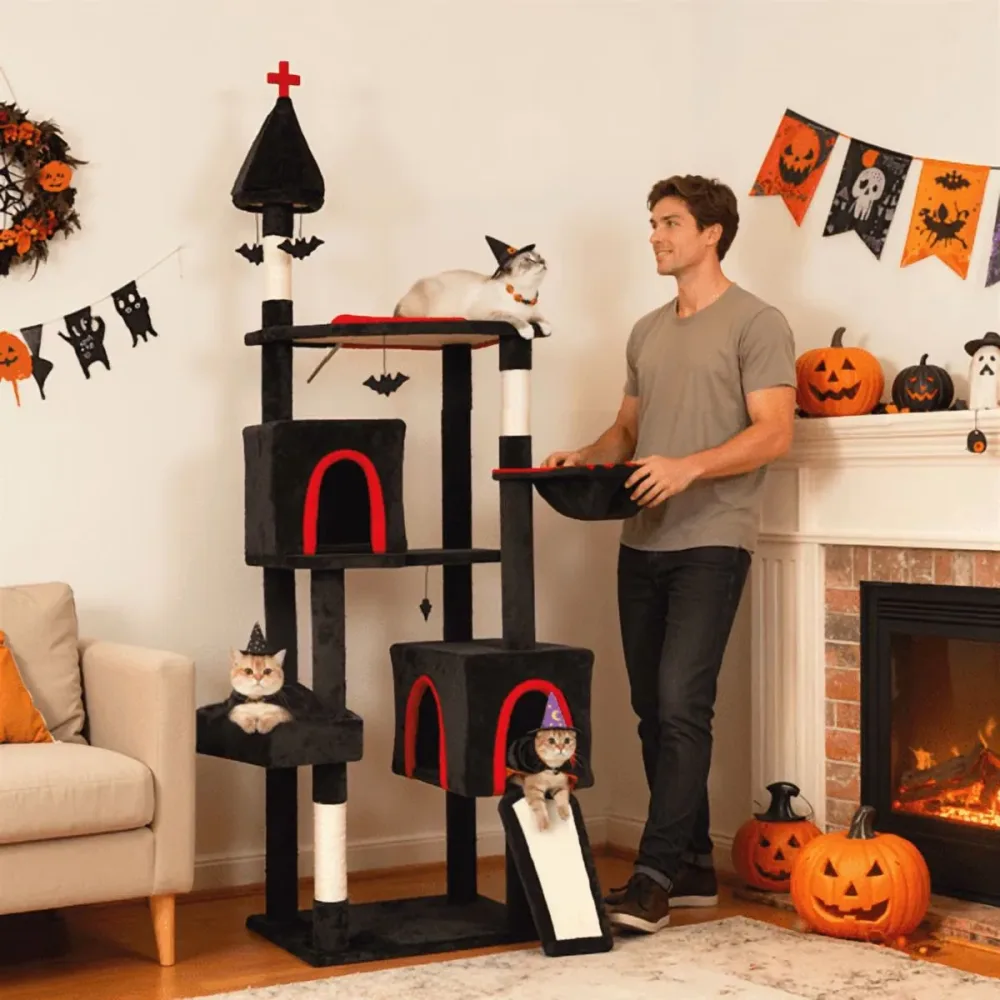 Furniture & Enrichment 77.6" black red