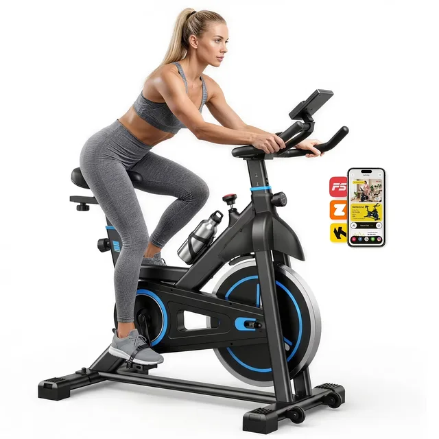Exercise Bike 300lb black red