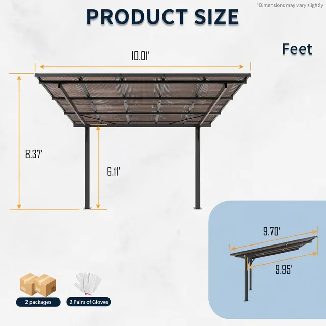 Steel Carport heavy-duty black 6 ft