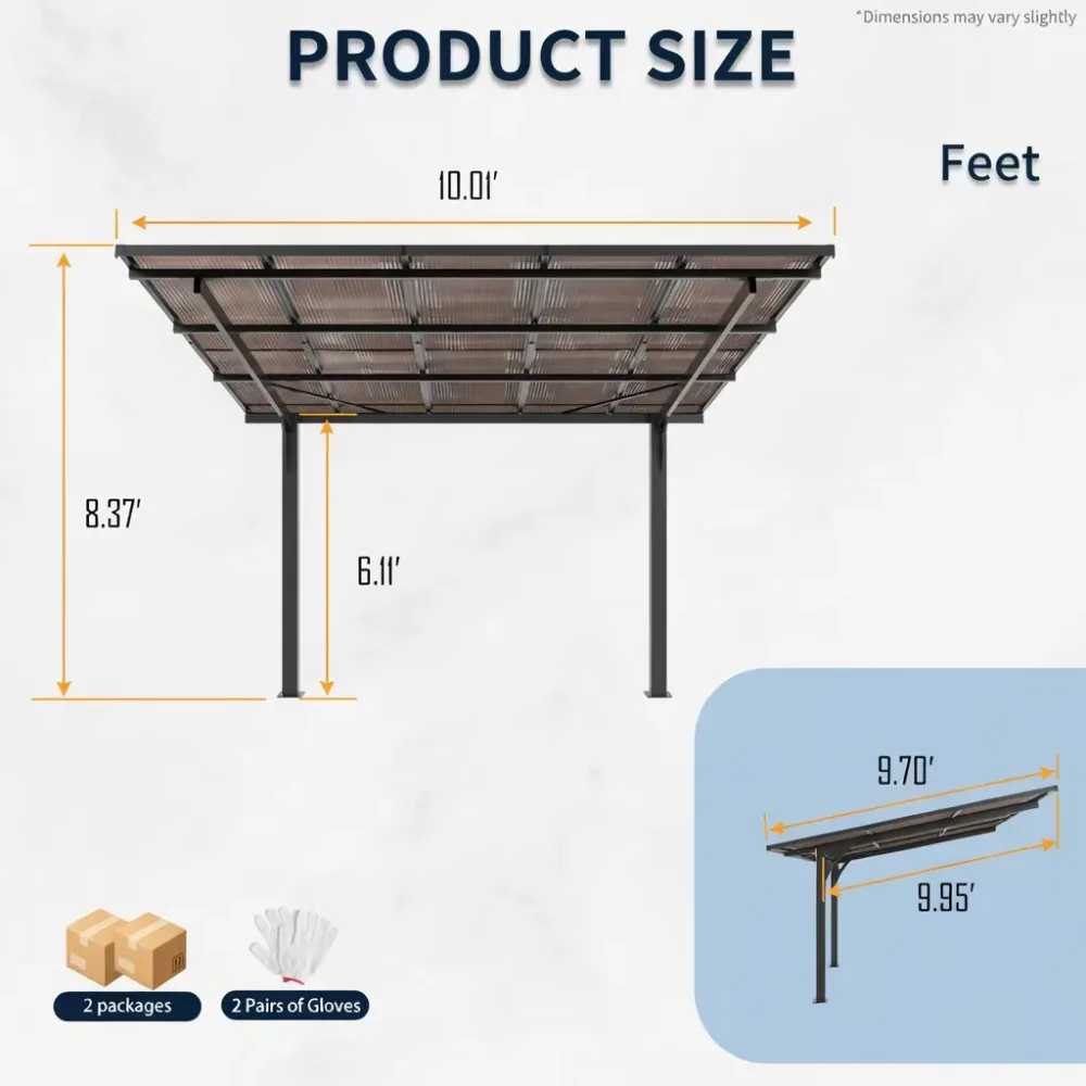 Steel Carport heavy-duty black 6 ft