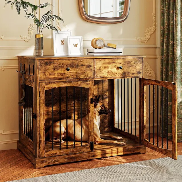 Dog Crate 40 inch brown white