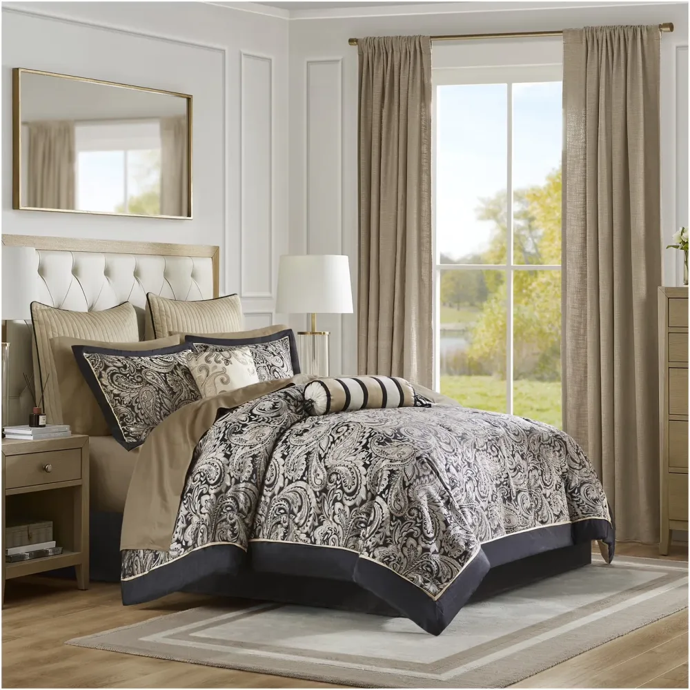 Jacquard Bedding black silver