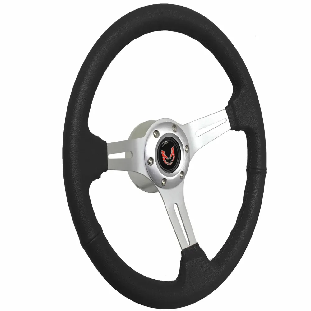 Leather Steering black 2.5" 14"