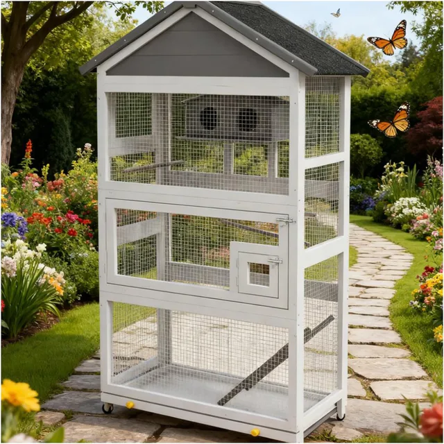 Wooden Bird black grey